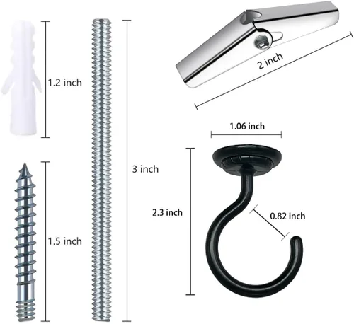 Miniatura 3 de 2 juegos de ganchos grandes para techo, ganchos resistentes con accesorios para colgar plantas, campanillas de viento, accesorios de luz, red