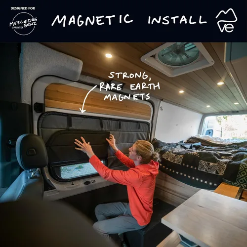 Miniatura 2 de VanEssential Cubierta Magnética Aislante para Ventana de Oscurecimiento Total Diseñada para Puerta Corredera Mercedes-Benz NCV3 y VS30 con Marco