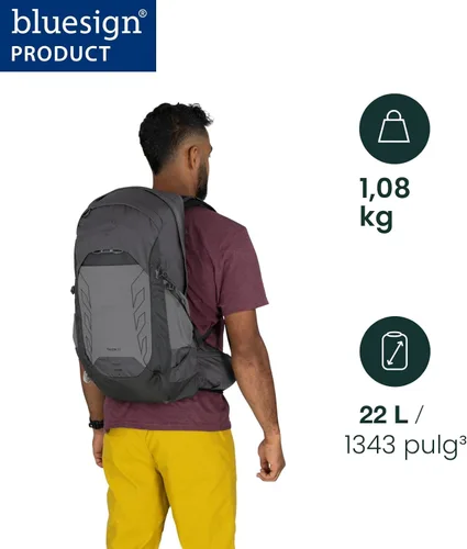 Miniatura 2 de Osprey Talon 22L Mochila de senderismo ligera para hombre, mochila pequeña para viajes y campamento, gris fantasma/carbón oscuro