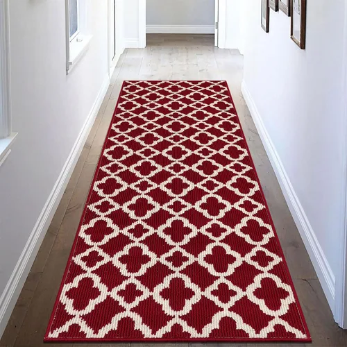Miniatura 14 de U'Artlines Alfombra de pasillo larga para pasillo de 2 x 8 pies, antideslizante, alfombra de piso de cocina, patrón geométrico beige, lavable a