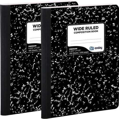 Miniatura 2 de Emraw cuaderno de composición con cubierta de estilo mármol de color blanco y negro, con 100 páginas de papel blanco con renglones angostos, 2