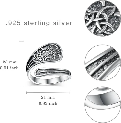 Miniatura 4 de Feijiesi Open Ring for Women Sterling Silver Thumb Ring Spoon Ring for Women Girls
