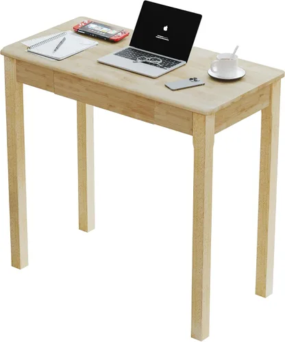 Miniatura 22 de Escritorio de madera maciza con cajones, escritorios estrechos simples de 24 x 16 pulgadas, mesa de estudio de madera de goma, escritorio pequeño