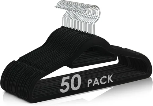 Miniatura 11 de DUDUCOFU Perchas de terciopelo antideslizantes de fieltro, paquete de 50 perchas de terciopelo gris para ropa que ahorran espacio, con gancho