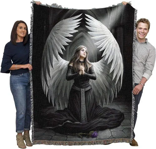 Miniatura 10 de Pure Country Weavers Anne Stokes Gothic Collection - Manta de ángel de la bendición – Tapiz de fantasía para regalo tejido de algodón – Fabricado
