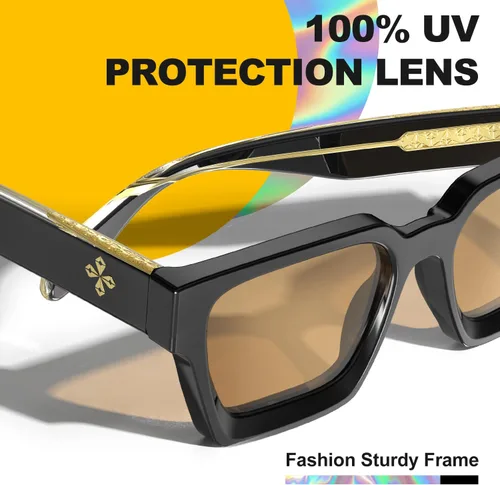 Miniatura 66 de VISOONE Moda 100% UV400 Protección Rectángulo TR90 Y2K Gafas de sol Accesorios para Mujeres Hombres RIVER, Carne de suelo/Gris Rosa