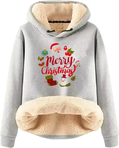 Shiyingl Women's Thicken Warm Hooded Fashion Print Corduroy Pullover Tops Long Sleeve Casual Sweatshirt Outdoor Windproof Top