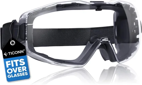 TICONN Anteojos de seguridad antivaho y ajustables, ANSI Z87.1, UV385, protección ocular para adultos