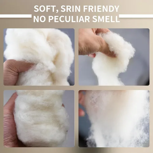 Relleno de lana orgánica natural para animales de peluche, relleno de lana hipoalergénico de primera calidad para almohadas, cojines, fieltro de