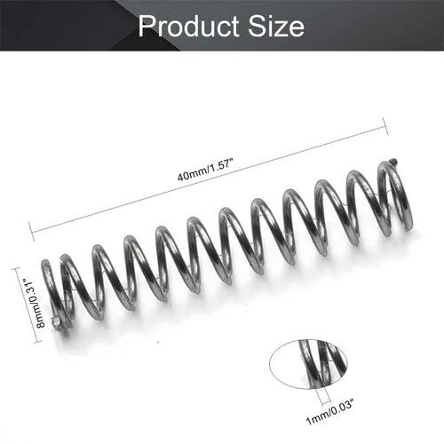 Miniatura 2 de MroMax 20Pcs Compressed Spring, 0.04" Wire Dia, 0.31" OD, 1.57" Free Length, Gray Black Spring Steel Extended Coil Compression Spring