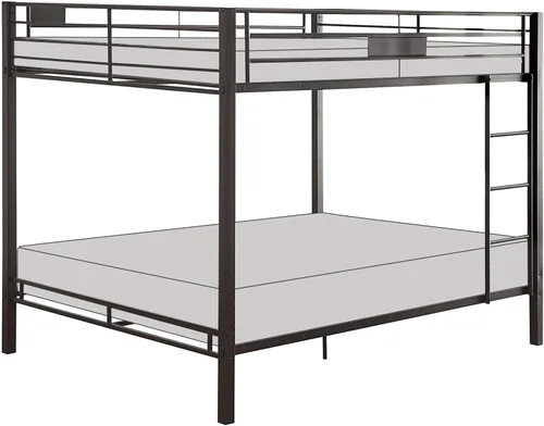 Miniatura 8 de Acme Limbra - Litera de tamaño matrimonial XL con escalera con marco de metal, color negro arena