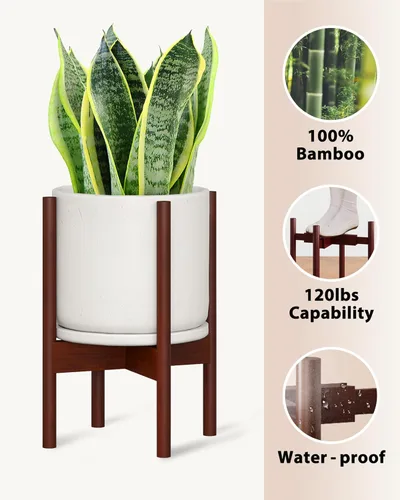 Miniatura 2 de GENTINGBRO Soporte Ajustable para Plantas de Interior, Soporte de Bambú para Plantas que se Ajusta a 8 9 10 11 12 Pulgadas, Pequeño Soporte