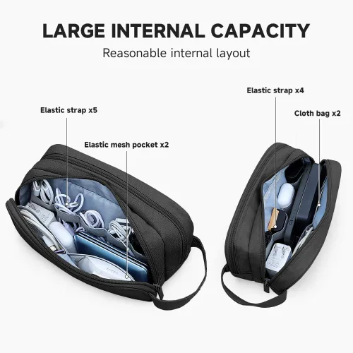 Miniatura 3 de Teskyer Cable Organizer Bag, Travel Electronics Accessories Organiser, Protable Tech Pouch for Phone Chargers, Cables, Flash Drive, Power Bank, Hard