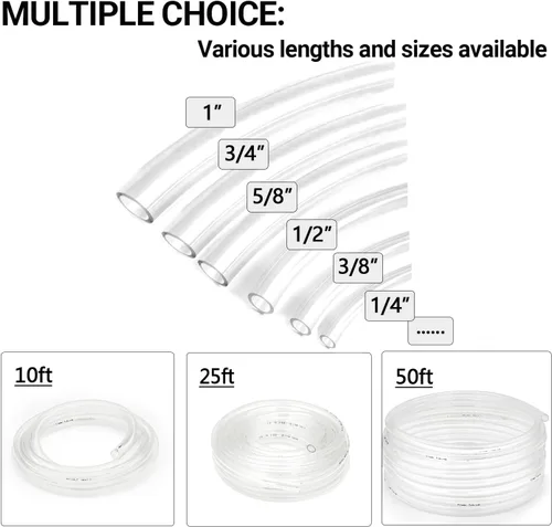 Miniatura 6 de Tubo de vinilo de plástico transparente de 3/8 pulgadas de diámetro interior x 1/2 pulgadas de diámetro exterior de 10 pies, manguera de PVC