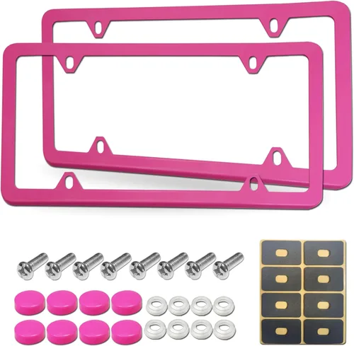 Miniatura 11 de Marcos azules para placa de matrícula, cubiertas delanteras y traseras de aluminio para hombres y mujeres, paquete de 2 soportes delgados de 4