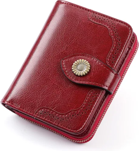 Miniatura 8 de SENDEFN Carteras pequeñas para mujer, con bloqueo RFID, de cuero, plegable, tarjetero con ventana de identificación