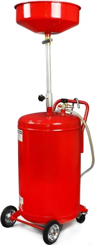 XtremepowerUS tanque portátil de drenaje de aceite de residuos de 20 galones operado por aire, embudo ajustable de altura con rueda, rojo