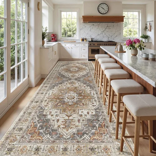 Miniatura 416 de Madane Tapete lavable de 2 x 10 pies para pasillo, cocina, recibidor, clásico, suave, antideslizante para interiores, casa de campo, baño, sala