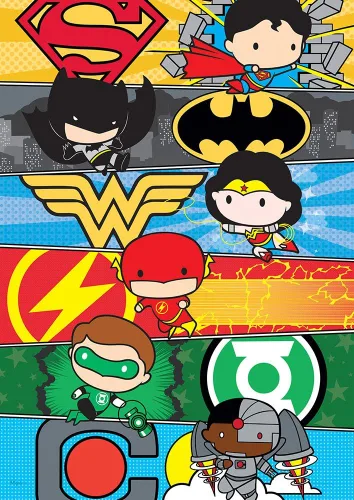 Miniatura 4 de MIGHTYPRINT DC Comics - Batman - Liga de la Justicia - Chibi - Arte de pared duradero de 17 x 24 pulgadas, no hecho de papel, coleccionable con Negro