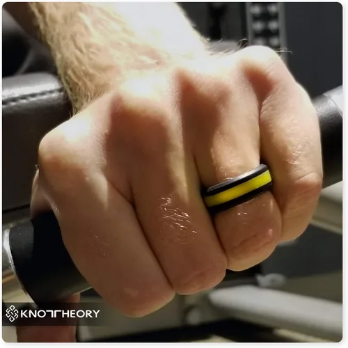 Miniatura 20 de Knot Theory Anillo de silicona a rayas para hombres y mujeres – color negro, gris, rojo, azul, naranja, amarillo, púrpura