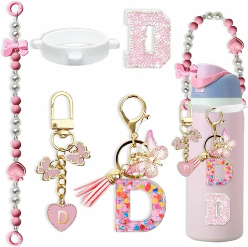 Miniatura 70 de Lindo Juego de Dijes de Letras para Botella de Agua Owala de 24oz, 32oz, 40oz, Owala Kids y Vaso de Café, FreeSip – Incluye Correa con Asa, para Rosa