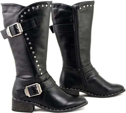 Miniatura 9 de Milwaukee Leather MBL9423 Botas con tachuelas negras para mujer