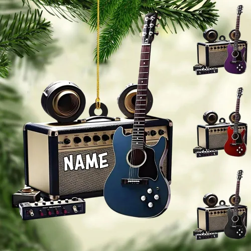 Miniatura 8 de Adorno de guitarra personalizado 2025, adorno de Navidad de guitarra acústica con nombre personalizado, regalo para guitarristas y amantes
