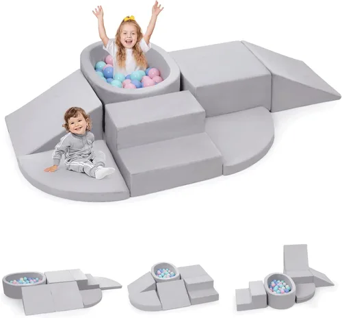 Miniatura 13 de Rinnebbit Bloques de escalada de espuma para niños pequeños, juego de 5 piezas para escalar túneles y gatear, juego de actividades en interiores