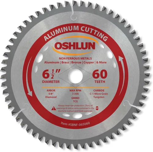 Miniatura 5 de Oshlun SBF-065048 Hoja de sierra TCG de 48 dientes de 6-1/2 pulgadas con eje de 5/8 pulgadas (diamante Knockout) para acero suave y metales ferrosos