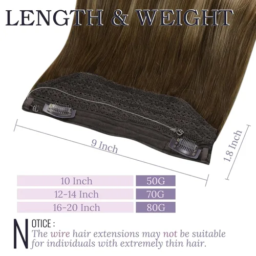 Miniatura 3 de Fshine - Extensiones de cabello humano con clip, de 16 pulgadas, con clip, color marrón chocolate, mezcla de rubio caramelo, extensiones de cabello