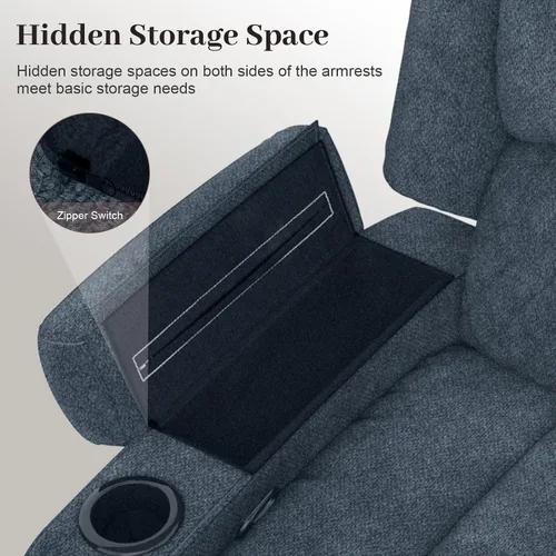 Miniatura 6 de Yolsali Sofá reclinable, sofá reclinable manual de 3 plazas con cojín de 2 niveles, sofás reclinables para sala de estar con consola removible