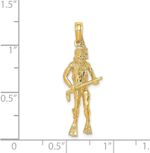 Miniatura 3 de Jewels By Lux 14K Yellow Gold 3D Scuba Diver Pendant