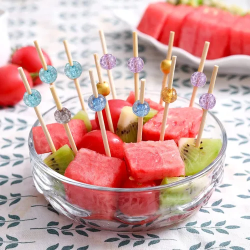 Miniatura 7 de 200 piezas de palillos de cóctel, palillos de dientes de 4.7 pulgadas para aperitivos, brochetas de bambú para cóctel y bebidas, postres