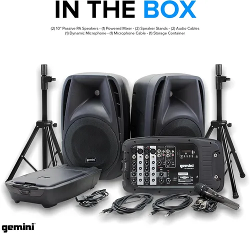 Miniatura 6 de Gemini ES-210MXBLU con bluetooth, sistema PA portable con mezclador de alimentación desmontable.