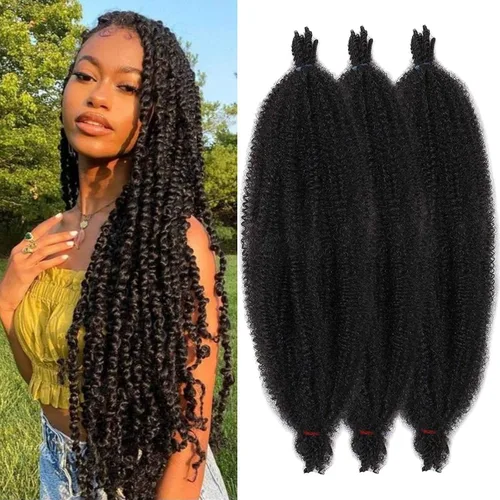 Miniatura 12 de ZRQ Cabello afro trenzado negro elástico para Butterfly Locs de 12 pulgadas, cabello trenzado de ganchillo Marley Twist preseparado, 3 paquetes