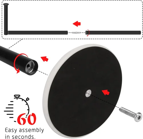 Miniatura 5 de Soporte para papel higiénico con base de mármol, base de piedra natural de pie con reserva, color negro mate, soporte de 4 rollos para encimera