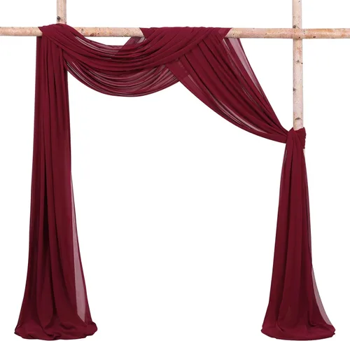 Miniatura 7 de MoKoHouse Cortinas de arco de boda, 3 paneles, 6 yardas, cortina de telón de fondo transparente, tela de gasa para fiestas, ceremonias, escenarios