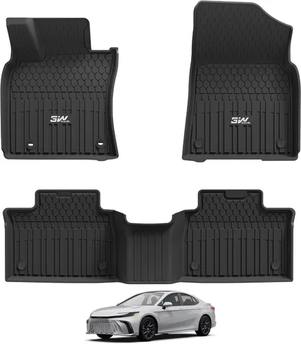 Miniatura 25 de Alfombrillas de Piso 3W Compatibles con Toyota Tundra 2014-2021 (Solo para Cabina CrewMax), Revestimiento de Piso de TPE para Todo Clima con Ajuste