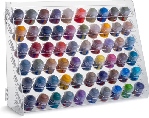 Plydolex Estante de pintura para pared, adecuado para Warhammer 40K, DnD, Pathfinder y otras miniaturas y figuritas, 60 agujeros para botellas de