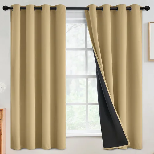 Miniatura 74 de SimpleHome - Cortinas opacas 100% para recámara, cortinas de ventana con ojales beige, con aislamiento térmico, cortinas de oscurecimiento