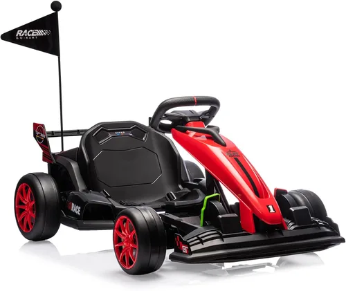Miniatura 8 de GarveeLife Vehículo de paseo eléctrico de 24 V Drift Kart para niños, coche de paseo con asiento ajustable y velocidad de 8.5 MPH, ruedas Azul