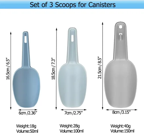 Miniatura 2 de Paquete de 4 cucharas de plástico para recipientes, cuchara de plástico para cubitos de hielo, cucharas de harina, productos secos, granos de café