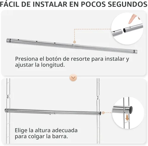 Miniatura 4 de STORAGE MANIAC Barra de colgar para clóset, organizador de colgar para armario con ancho y altura ajustables, barra de colgar para ropa que ahorra