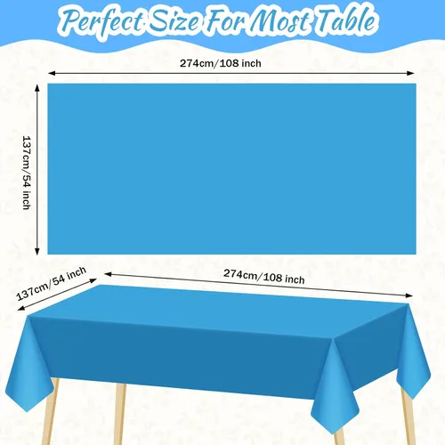 Miniatura 2 de Juexica 12 Pcs Disposable Plastic Tablecloth 54" x 108" Waterproof Table Cover Plastic Decorative Table Cloth for Birthday Graduation Ocean Theme