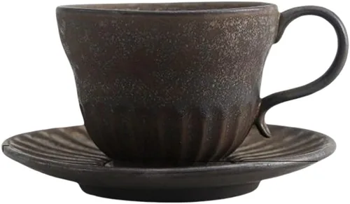 Miniatura 10 de Juego de tazas de té y platillo pequeño de cerámica de 4.1 fl oz/4 onzas, platillo de taza de café de cerámica vintage con asa, juego de tazas de té