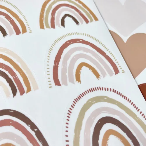 Miniatura 2 de funlife Calcomanías de pared pequeñas de arco iris bohemio para despegar y pegar, autoadhesivas, coloridas calcomanías de pared para decoración