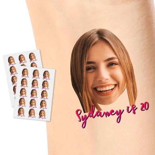 Miniatura 11 de Tatuajes temporales personalizados, personaliza cualquier foto tatuajes para cumpleaños, boda, despedida de soltera, 1 juego de 15 tatuajes Patrón 9
