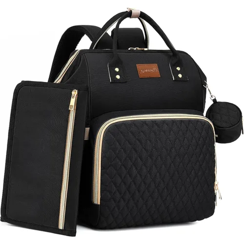 Miniatura 13 de ROSEGIN Mochila para pañales con cambiador, funda para chupete, bolsa de bebé para niños y niñas pequeños - grande, elegante, bolsa de pañales