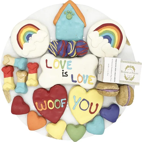 Miniatura 8 de Bonne et Filou - Bocadillos navideños para perros, caja de regalo gourmet de lujo, 18 macarrones diseñados a mano, trufas y galletas de hueso