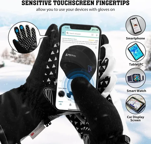 Miniatura 4 de Hikenture Guantes de esquí con Thinsulate 3M, guantes de nieve extra cálidos para hombres y mujeres, guantes de snowboard impermeables aislados